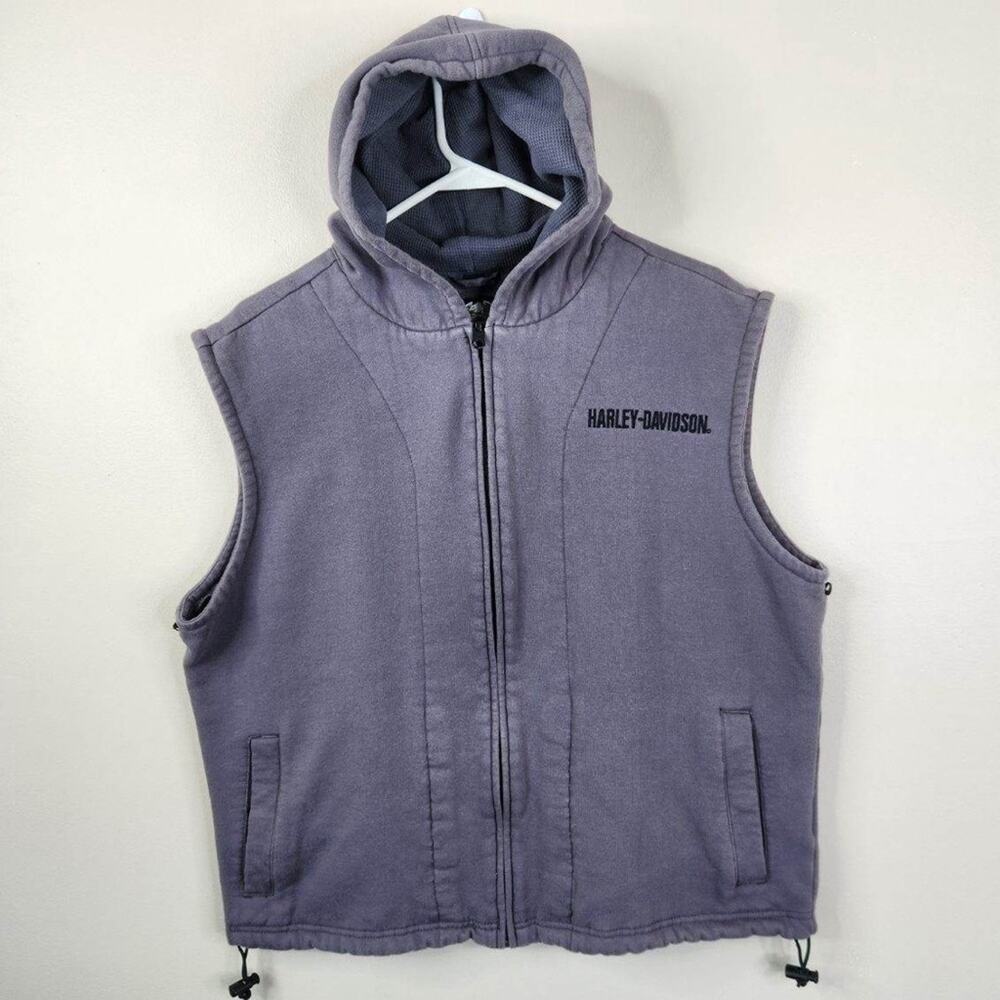 Harley Davidson Hoodie Women’s Large Gray Sleeveless Full Zip Jacket Vest